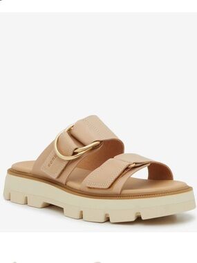 Sorel Rein Neutral Beige Double-Strap Slide Sandals for Women